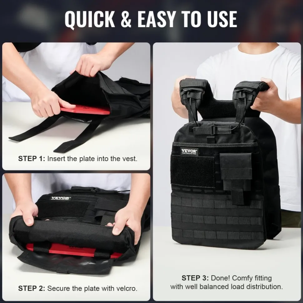 VEVOR Weight Vest Plates, 8.75 LB Pairs, Premium Steel Weighted plates, Contoured Ergonomic Fit – WODs, Additional Weight for Weight Vests, for Strength Training, Running, Fitness, Heavy Workouts