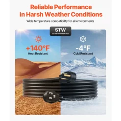VEVOR Welder Extension Cord, 30 Amp 50 ft, Extension Cord for Portable Welders, NEMA 6-50P, 10/3 AWG, 250V, 7500W Heavy Duty Pure Copper Welder Cable, for Outdoor MIG TIG Plasma, STW Weather-proof