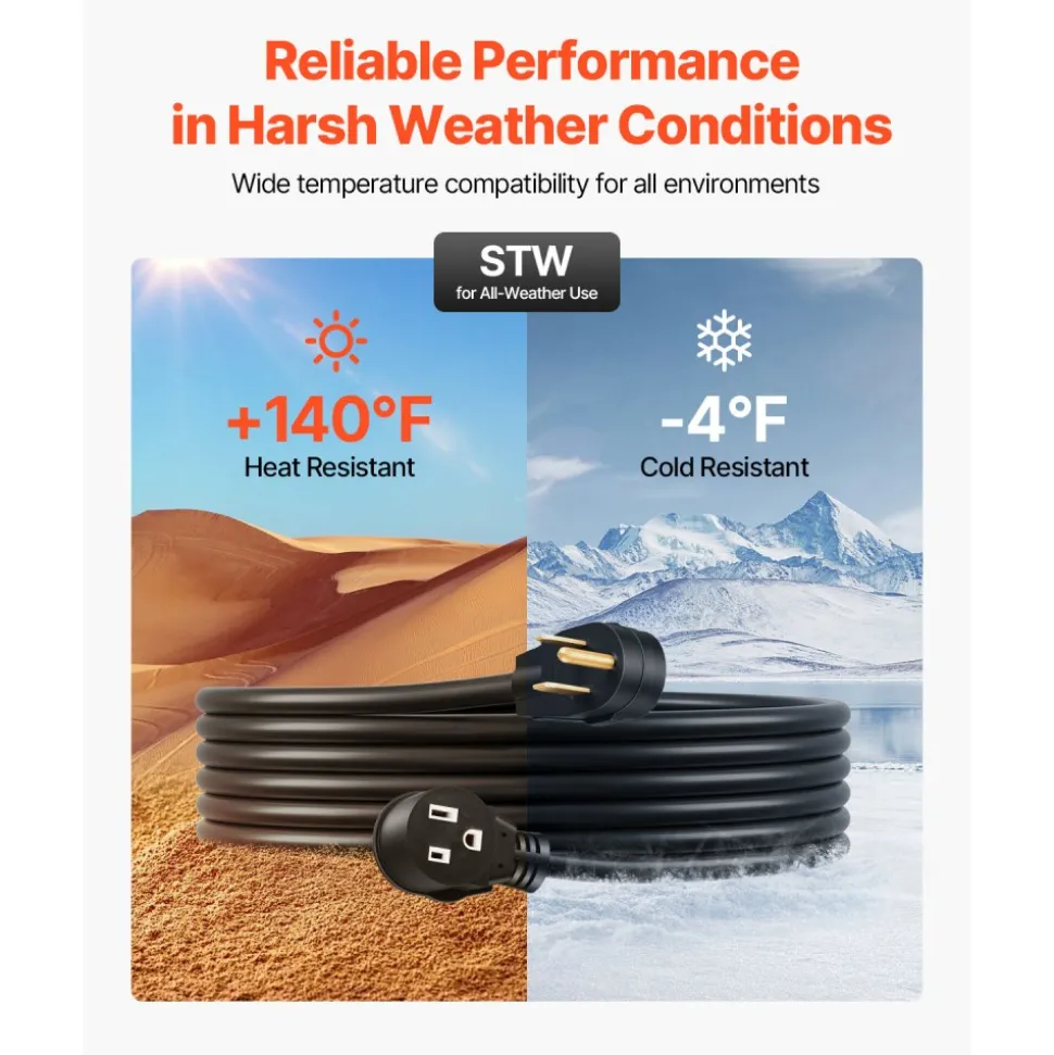 VEVOR Welder Extension Cord, 30 Amp 50 ft, Extension Cord for Portable Welders, NEMA 6-50P, 10/3 AWG, 250V, 7500W Heavy Duty Pure Copper Welder Cable, for Outdoor MIG TIG Plasma, STW Weather-proof