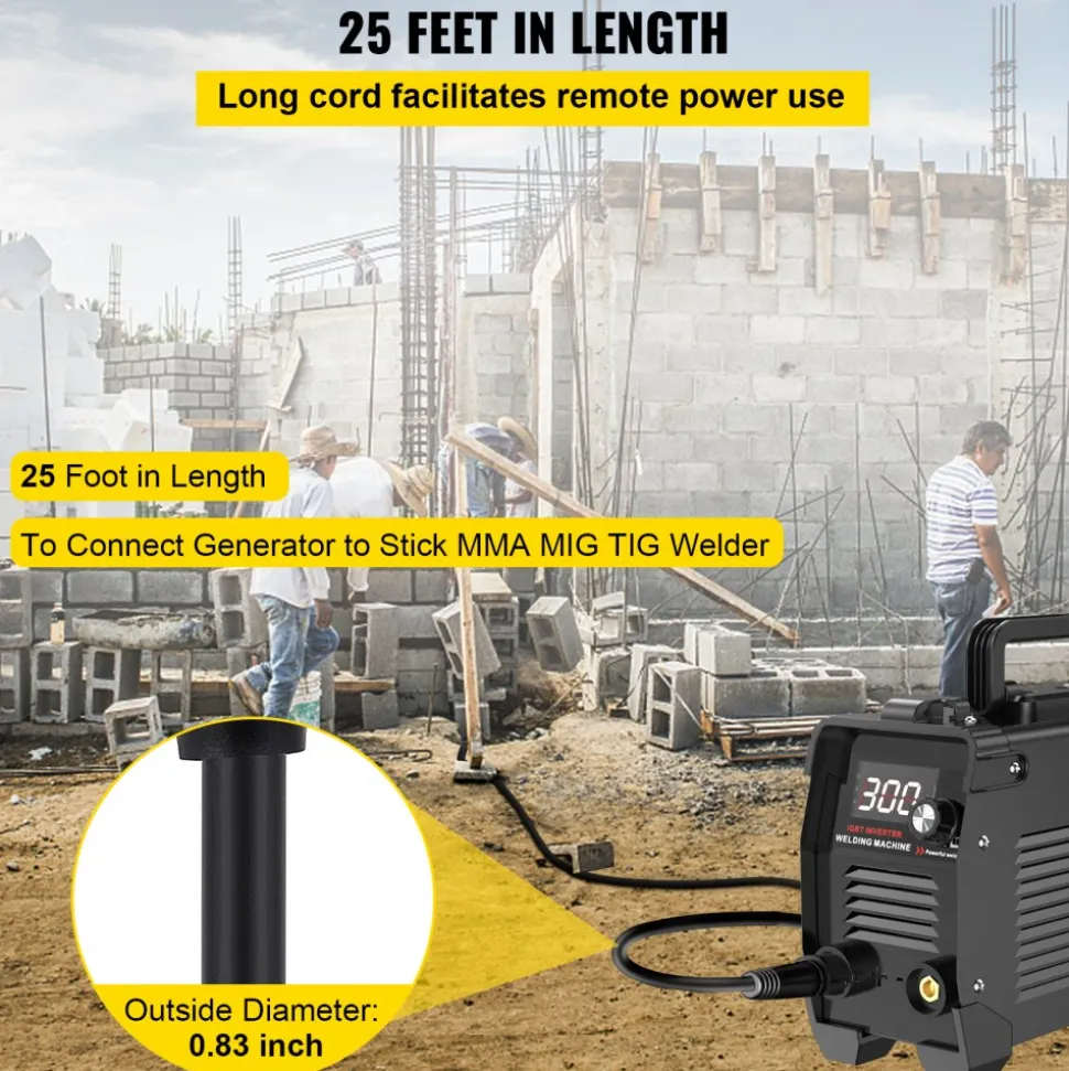 VEVOR Welder Extension Cord 40Amp 25ft 250V, Welding Power Cord with NEMA 6-50 Plug 8 Gauge 3 Prong for MIG,Lincoln,Plasma,Miller,TIG