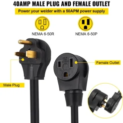 VEVOR Welder Extension Cord 40Amp 25ft 250V, Welding Power Cord with NEMA 6-50 Plug 8 Gauge 3 Prong for MIG,Lincoln,Plasma,Miller,TIG