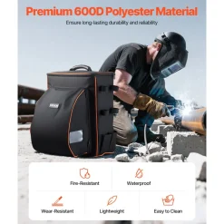 VEVOR Welding Backpack, 35.6L Welder Backpack for Tools and Helmet, 600D Polyester Extreme Gear Pack with Helmet Catch Bag, Multi-Purpose Gear Storage Bag for Welding, Outdoor Camping, Mountaineering
