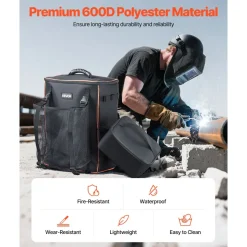 VEVOR Welding Backpack, 33L Welder Backpack with Insulated Bag & Helmet Bag, 600D Polyester Extreme Gear Pack for Tools and Helmet, Multi-Purpose Gear Storage Bag for Welding, Outdoor Camping, Hiking