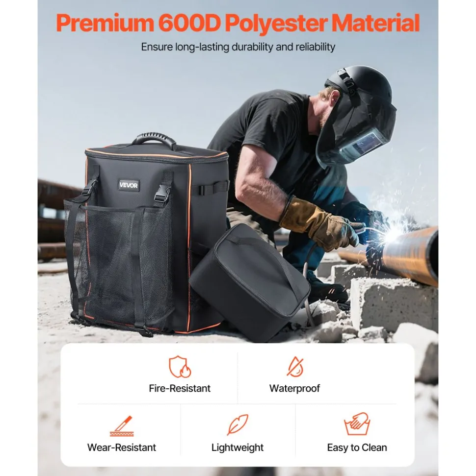 VEVOR Welding Backpack, 33L Welder Backpack with Insulated Bag & Helmet Bag, 600D Polyester Extreme Gear Pack for Tools and Helmet, Multi-Purpose Gear Storage Bag for Welding, Outdoor Camping, Hiking