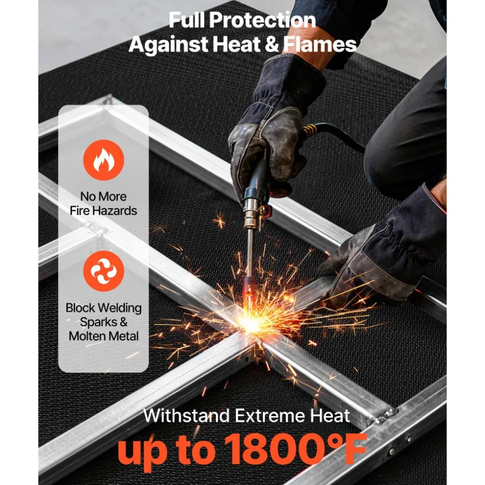 VEVOR Welding Blanket Roll, 5 x 150 FT Silicone Coated Fiberglass Welding Blanket, Up to 1800°F Heat Resistant Safety Protection Blankets, Flame Retardant Fireproof Insulation Mat Roll