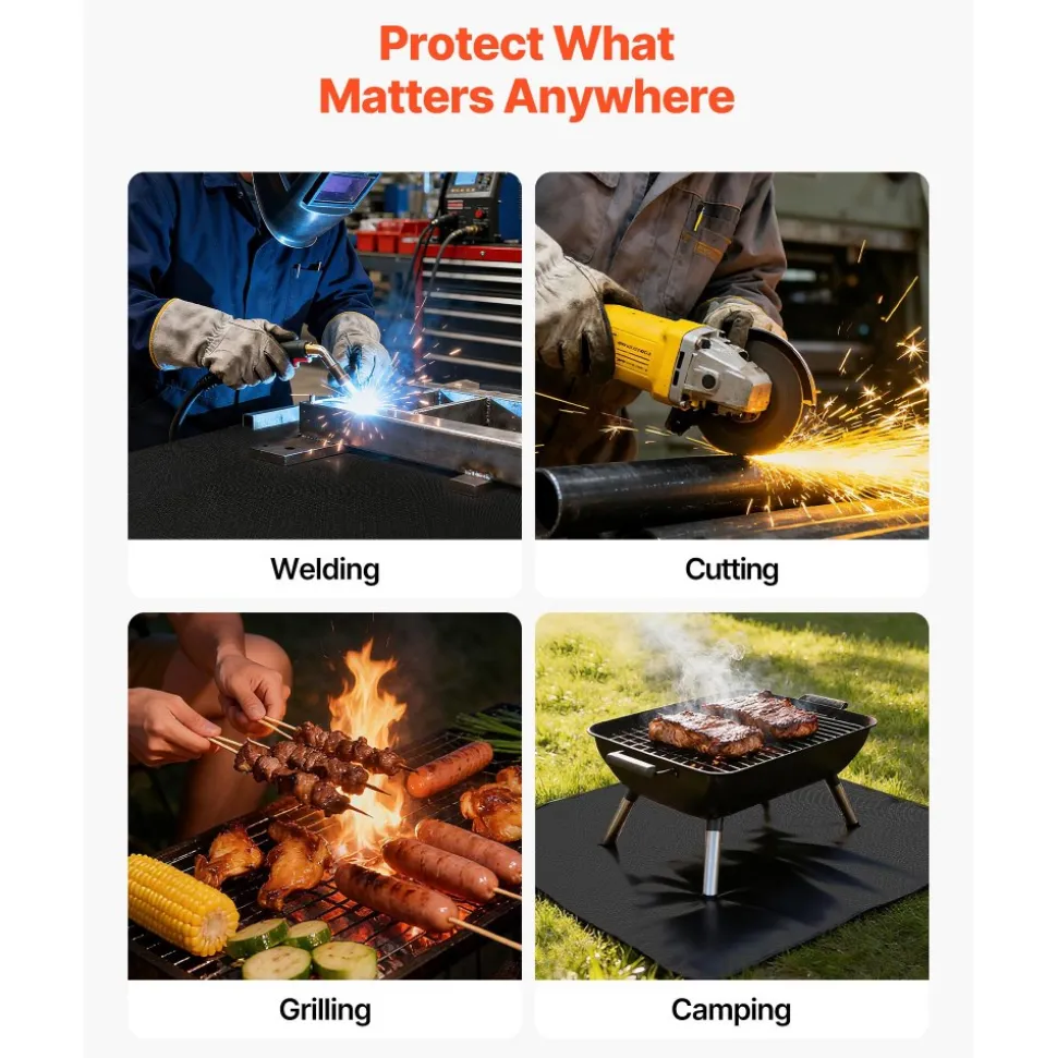 VEVOR Welding Blanket Roll, 5 x 150 FT Silicone Coated Fiberglass Welding Blanket, Up to 1800°F Heat Resistant Safety Protection Blankets, Flame Retardant Fireproof Insulation Mat Roll