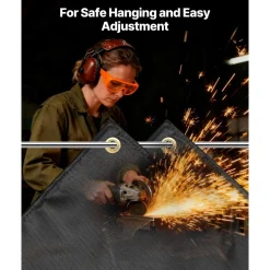 VEVOR Welding Blanket, 4 x 6 FT Silicone Coated Fiberglass Welding Blanket, Up to 1800°F Heat Resistant Safety Protection Blankets, Flame Retardant Fireproof Insulation Mat with Metal Grommets