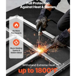 VEVOR Welding Blanket, 6 x 8 FT Silicone Coated Fiberglass Welding Blanket, Up to 1800°F Heat Resistant Safety Protection Blankets, Flame Retardant Fireproof Insulation Mat with Metal Grommets