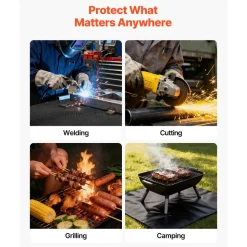 VEVOR Welding Blanket, 6 x 8 FT Silicone Coated Fiberglass Welding Blanket, Up to 1800°F Heat Resistant Safety Protection Blankets, Flame Retardant Fireproof Insulation Mat with Metal Grommets