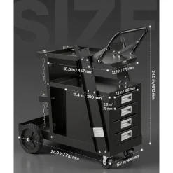VEVOR Welding Cart, 2-Tier 4 Drawers Welder Cart with 265 LBS Weight Capacity, 360° Swivel Wheels, Tank Storage Safety Chains, Heavy Duty Rolling MIG Welder Cart for Mig Welder and Plasma Cutter