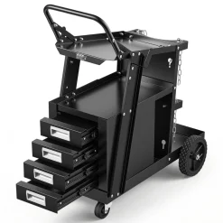 VEVOR Welding Cart, 2-Tier 4 Drawers Welder Cart with 265 LBS Weight Capacity, 360° Swivel Wheels, Tank Storage Safety Chains, Heavy Duty Rolling MIG Welder Cart for Mig Welder and Plasma Cutter
