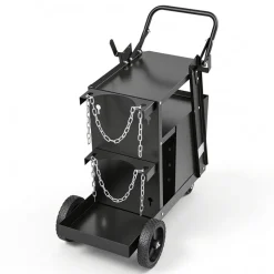 VEVOR Welding Cart, 2-Tier 4 Drawers Welder Cart with 265 LBS Weight Capacity, 360° Swivel Wheels, Tank Storage Safety Chains, Heavy Duty Rolling MIG Welder Cart for Mig Welder and Plasma Cutter
