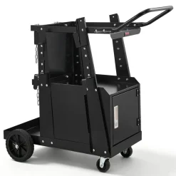 VEVOR Welding Cart, 2-Tier Heavy Duty Welder Cart with Anti-Theft Lockable Cabinet, 265LBS Weight Capacity, 360° Swivel Wheels, Tank Storage Safety Chains, Welding Cabinet for TIG, ARC, Plasma Cutter