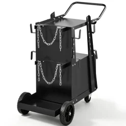 VEVOR Welding Cart, 2-Tier Heavy Duty Welder Cart with Anti-Theft Lockable Cabinet, 265LBS Weight Capacity, 360° Swivel Wheels, Tank Storage Safety Chains, Welding Cabinet for TIG, ARC, Plasma Cutter