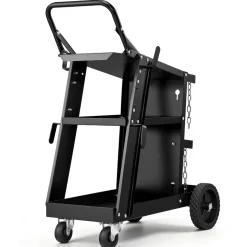 VEVOR Welding Cart, 3-Tier Welder Cart Heavy Duty with 400 Lbs Weight Capacity, 360° Swivel Wheels, Tank Storage Safety Chains, Rolling MIG Welder Cart for TIG, ARC, MMA, Plasma Cutter Welding Machine