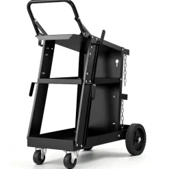 VEVOR Welding Cart, 3-Tier Welder Cart Heavy Duty with 400 Lbs Weight Capacity, 360° Swivel Wheels, Tank Storage Safety Chains, Rolling MIG Welder Cart for TIG, ARC, MMA, Plasma Cutter Welding Machine