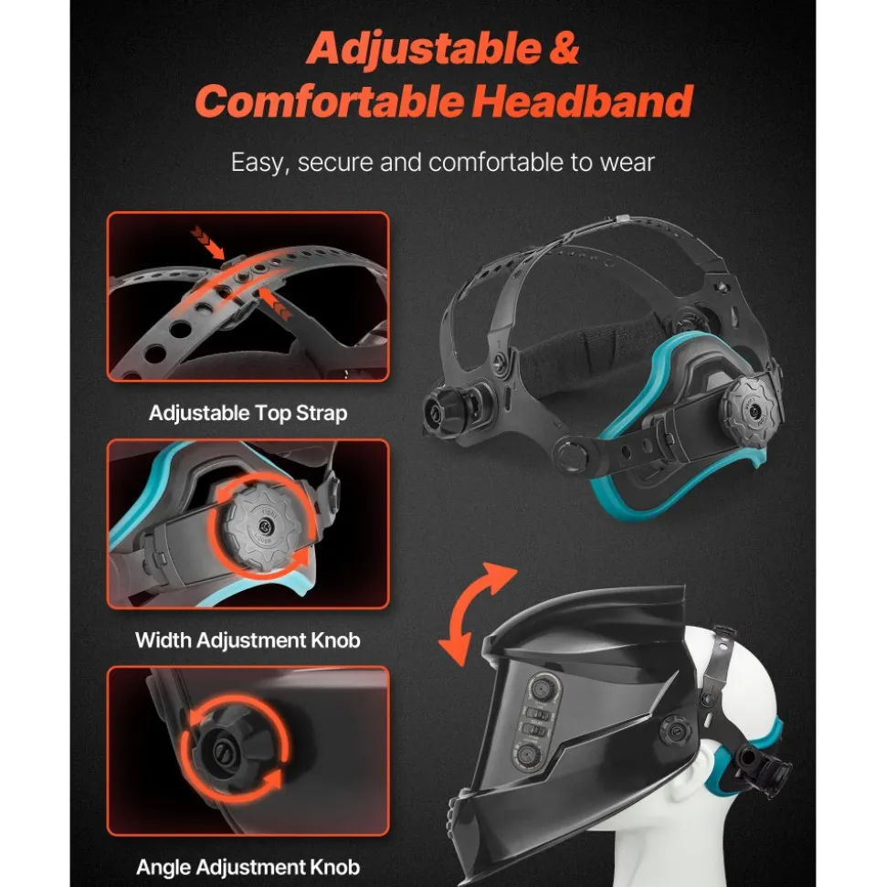 VEVOR Welding Helmet Auto Darkening, 3.94" x 3.74" True Color Welding Hood, 1/1/1/1 Solar-Powered Welder Mask 4 Arc Sensors, Wide Shade 4/5-9/9-13 for TIG MIG ARC Weld Grinding Cutting - METIS Series