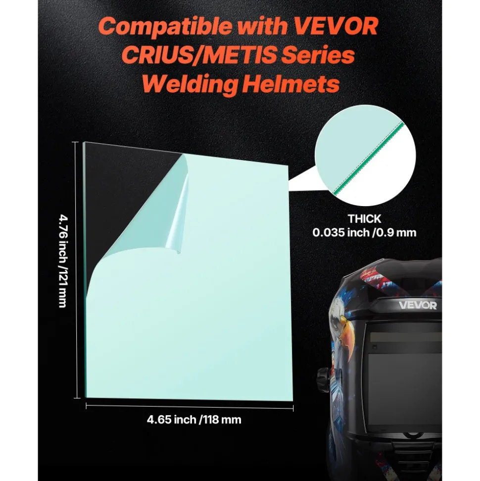 VEVOR Welding Helmet Outer Cover Lens, 20PCS 4.76" x 4.65" Outside Replacement Lens, Filter Protective Clear Covers Compatible with VEVOR CRIUS/METIS Series Auto Darkening Welding Helmets