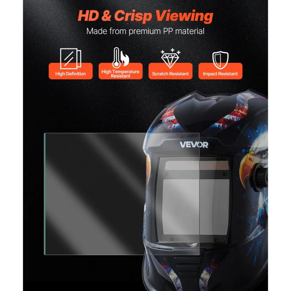 VEVOR Welding Helmet Outer Cover Lens, 20PCS 4.76" x 4.65" Outside Replacement Lens, Filter Protective Clear Covers Compatible with VEVOR CRIUS/METIS Series Auto Darkening Welding Helmets