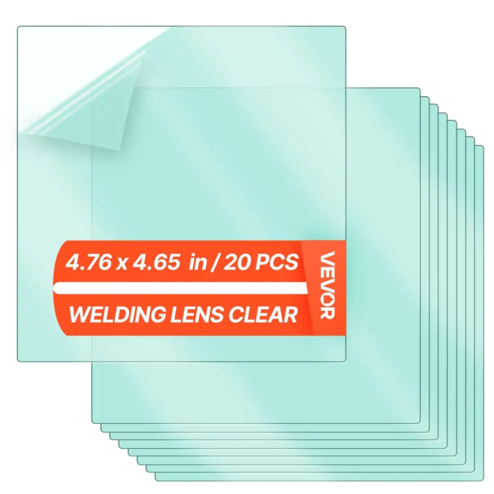 VEVOR Welding Helmet Outer Cover Lens, 20PCS 4.76" x 4.65" Outside Replacement Lens, Filter Protective Clear Covers Compatible with VEVOR CRIUS/METIS Series Auto Darkening Welding Helmets