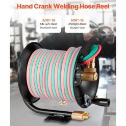 VEVOR Welding Hose Reel, Hand Crank Rewind Hose Reel with 3FT Lead-in Hose and 9/16