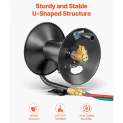 VEVOR Welding Hose Reel, Hand Crank Rewind Hose Reel with 3FT Lead-in Hose and 9/16