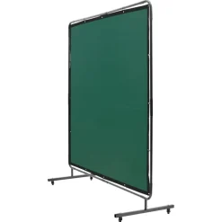 VEVOR Welding Screen with Frame, 6' x 6' Welding Curtain Screen, Flame-Resistant Vinyl Welding Protection Screen on 4 Swivel Wheels (2 Lockable), Moveable & Professional for Workshop/Industrial, Green