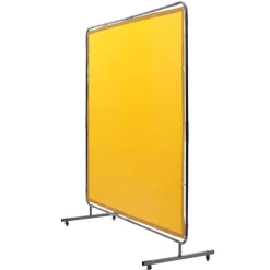 VEVOR Welding Screen with Frame, 6' x 6' Welding Curtain Screen, Flame-Resistant Vinyl Welding Protection Screen on 4 Swivel Wheel (2 Lockable), Moveable & Professional for Workshop/Industrial, Yellow