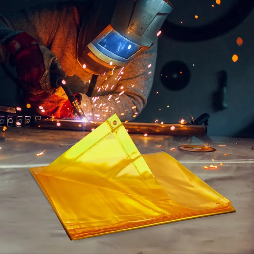 VEVOR Welding Screen with Frame, 6' x 6' Welding Curtain Screen, Flame-Resistant Vinyl Welding Protection Screen on 4 Swivel Wheel (2 Lockable), Moveable & Professional for Workshop/Industrial, Yellow