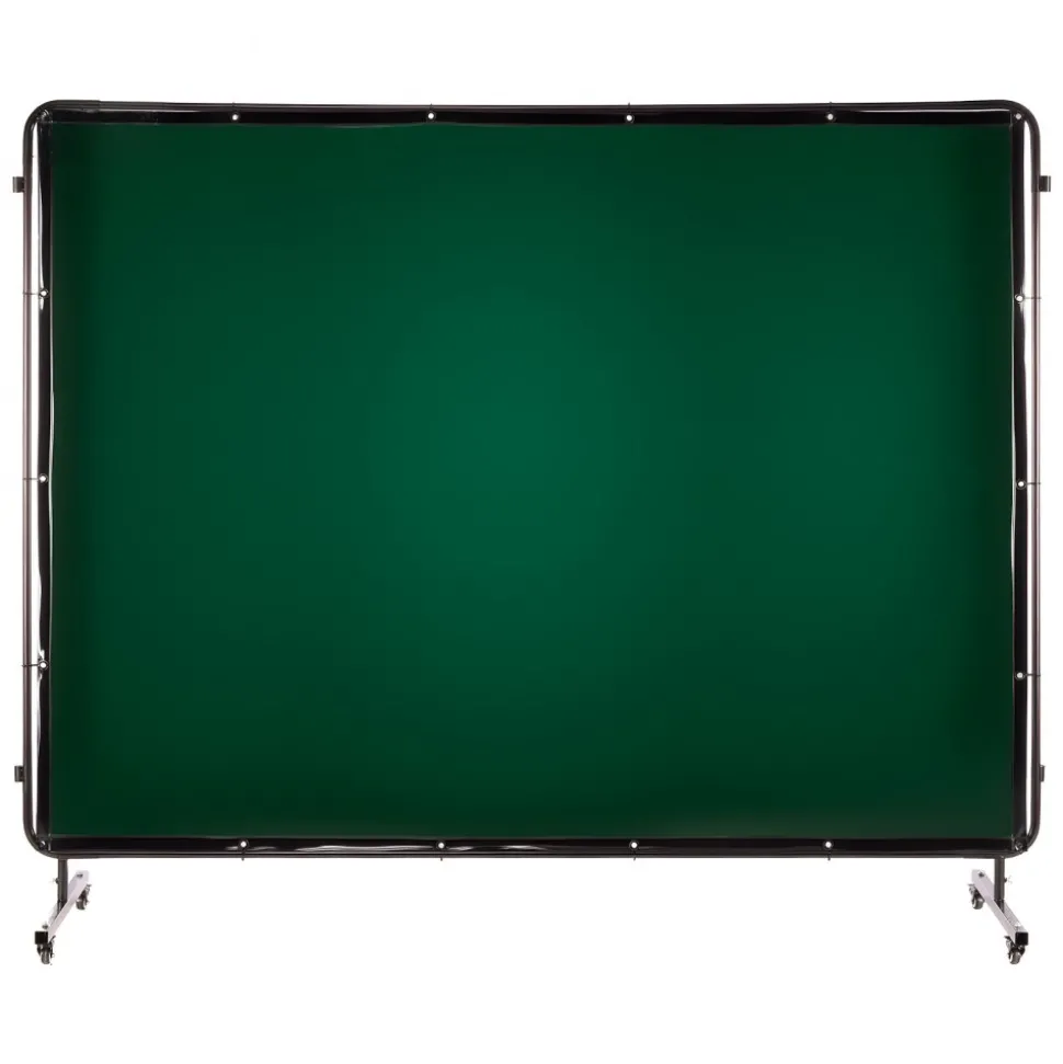 VEVOR Welding Screen with Frame, 3-Panel 6 x 8 FT Welding Curtain Screen, Flame-Resistant Vinyl Safety Protection Screens with 12 Wheels & 6-Level UV Protection for Workshop/Industrial Use, Dark Green