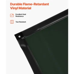 VEVOR Welding Screen with Frame, 3-Panel 6 x 8 FT Welding Curtain Screen, Flame-Resistant Vinyl Safety Protection Screens with 12 Wheels & 6-Level UV Protection for Workshop/Industrial Use, Dark Green