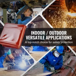 VEVOR Welding Screen with Frame, 6' x 8' Welding Curtain Screen, Flame-Resistant Vinyl Welding Protection Screen on 4 Swivel Wheels (2 Lockable), Moveable & Professional for Workshop/Industrial, Red