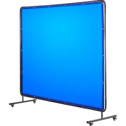 VEVOR Welding Screen with Frame, 6 x 8 FT Welding Curtain Screen, Flame-Resistant Vinyl Safety Protection Screens with Lockable Swivel Wheels & 6-Level UV Protection for Workshop/Industrial Use, Blue