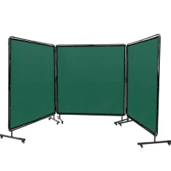 VEVOR Welding Screen with Frame, 6' x 6' 3 Panel Welding Curtain Screens, Flame-Resistant Vinyl Welding Protection Screen on 12 Swivel Wheels (6 Lockable), Moveable & Professional for Workshop, Green