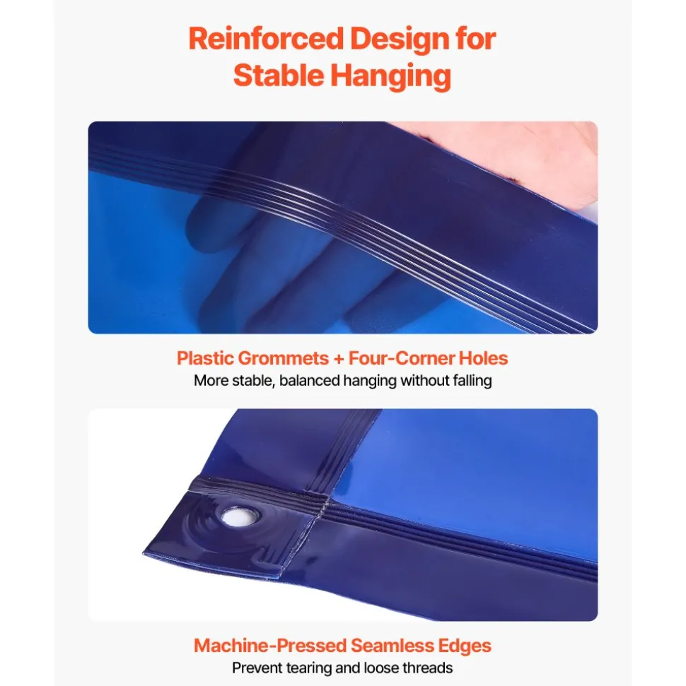 VEVOR Welding Screen with Frame, 6 x 6 FT Welding Curtain Screen, Flame-Resistant Vinyl Safety Protection Screens with Lockable Swivel Wheels & 6-Level UV Protection for Workshop/Industrial Use, Blue