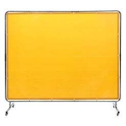 VEVOR Welding Screen with Frame, 6' x 8' Welding Curtain Screen, Flame-Resistant Vinyl Welding Protection Screen on 4 Swivel Wheel (2 Lockable), Moveable & Professional for Workshop/Industrial, Yellow