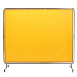 VEVOR Welding Screen with Frame, 6' x 8' Welding Curtain Screen, Flame-Resistant Vinyl Welding Protection Screen on 4 Swivel Wheel (2 Lockable), Moveable & Professional for Workshop/Industrial, Yellow