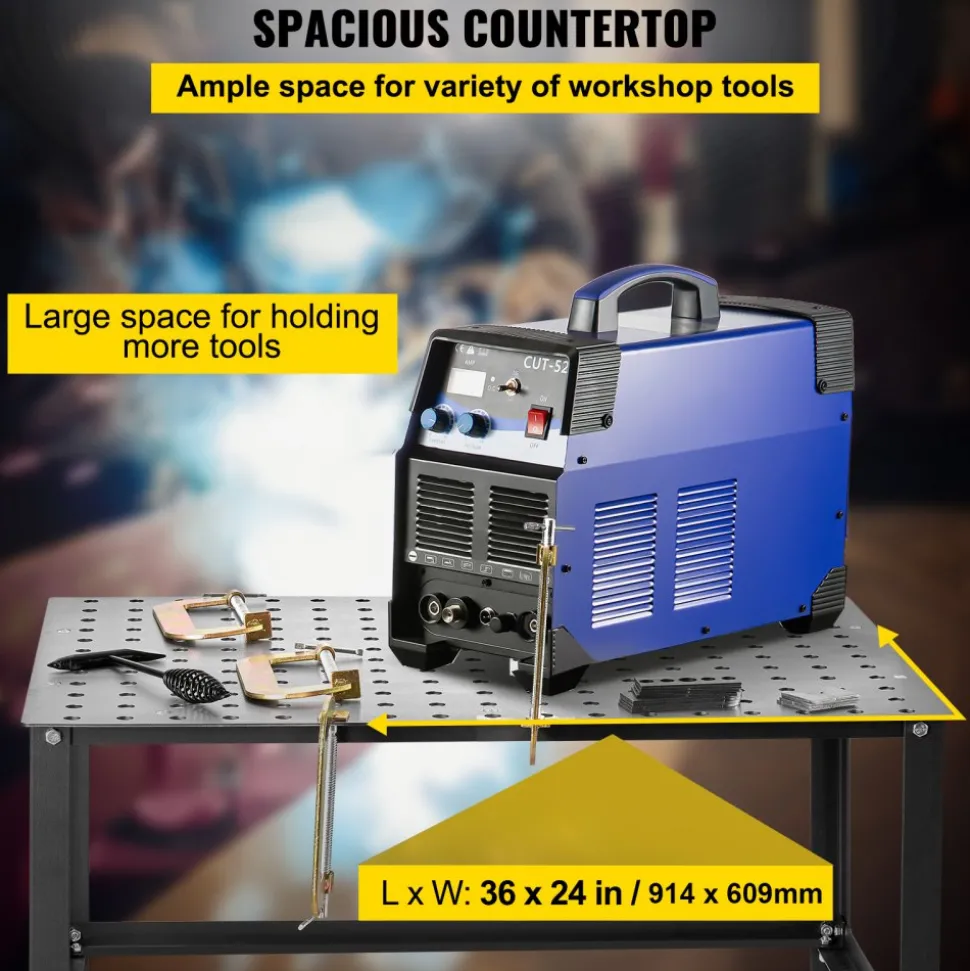 VEVOR Welding Table 36" x 24", 800LBS Capacity Welding Workbench Table, Heavy-Duty Work Bench with 0.63" Fixture Holes and Non-slip Foot Pads for Welding Assembly Repair Works