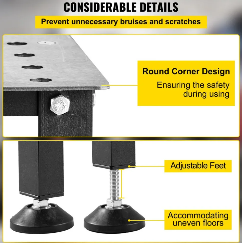 VEVOR Welding Table 36" x 24", 800LBS Capacity Welding Workbench Table, Heavy-Duty Work Bench with 0.63" Fixture Holes and Non-slip Foot Pads for Welding Assembly Repair Works