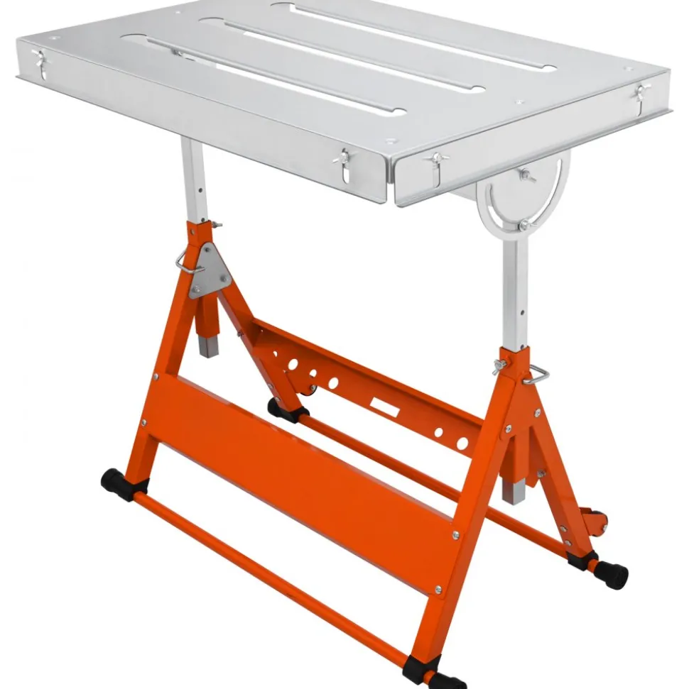 VEVOR Welding Table 30" x 20", 400lbs Load Capacity Steel Welding Workbench Table on Wheels, Folding Work Bench with Three 1.1" Slot, 3 Tilt Angles, Adjustable Height, Retractable Guide Rails