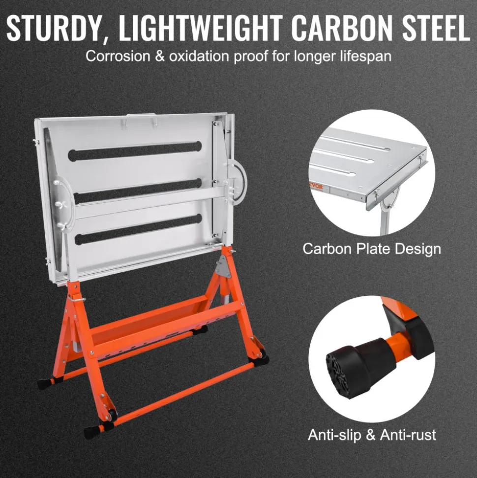 VEVOR Welding Table 30" x 20", 400lbs Load Capacity Steel Welding Workbench Table on Wheels, Folding Work Bench with Three 1.1" Slot, 3 Tilt Angles, Adjustable Height, Retractable Guide Rails