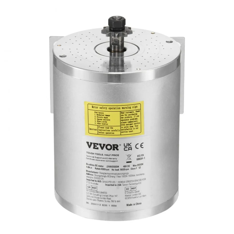 VEVOR 2000W Electric Brushless DC Motor Kit - 48V 4300rpm Motor with Upgraded Speed Controller and Throttle Grip Kit for Go Karts E-Bike Motorcycle Scooter DIY