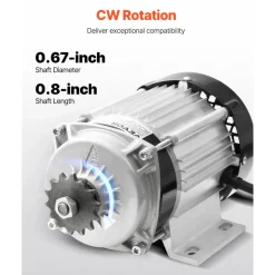 VEVOR 750W Electric Brushless DC Motor Kit - 48V 2700rpm Motor with Upgraded Speed Controller for Go Karts E-Bike Motorcycle Scooter