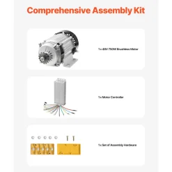VEVOR 750W Electric Brushless DC Motor Kit - 48V 2700rpm Motor with Upgraded Speed Controller for Go Karts E-Bike Motorcycle Scooter