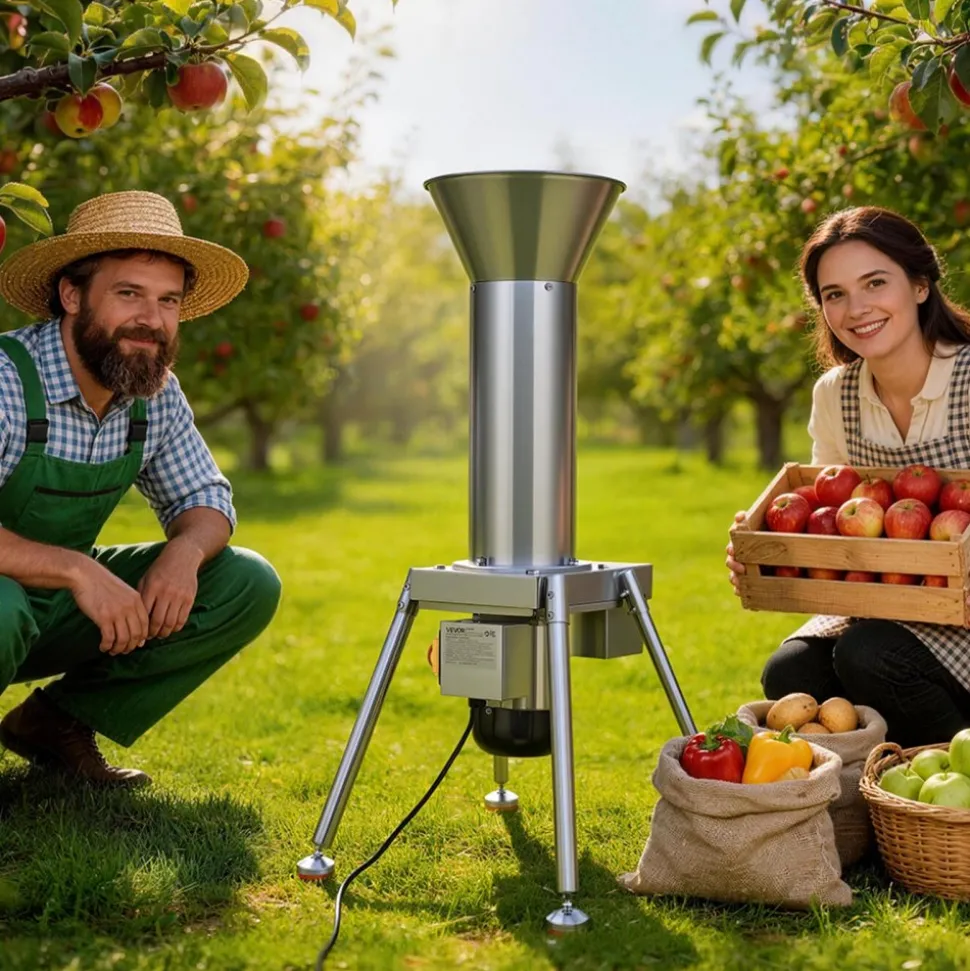 VEVOR 1100W Electric Fruit Apple Crusher, SUS304 Freestanding Crushing Machine, Grinds Whole Apples Up to 3.15" Dia, 164 KG/H Capacity, Cider Press for Apples, Pears, Pineapple, Guava, Carrot, Potato