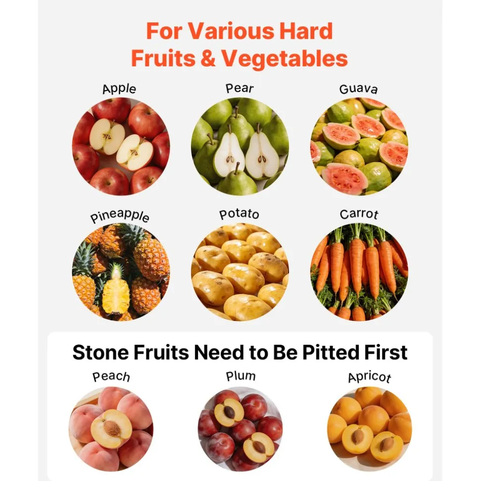 VEVOR 550W Electric Fruit Apple Crusher, SUS304 Desktop Crushing Machine, Grinds Whole Apples Up to 2.76" Dia, 60 KG/H Capacity, Cider Press for Apples, Pears, Pineapple, Guava, Carrot, Potato