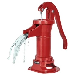 VEVOR Well Hand Pitcher Pump, 25 ft Maximum Lift, Antique Cast Iron Manual Hand Water Pump, NPT 1-1/4 in Connection, Easy Installation, Old Fashioned for Outdoor Garden, Pond, Backyard, Farm, Red