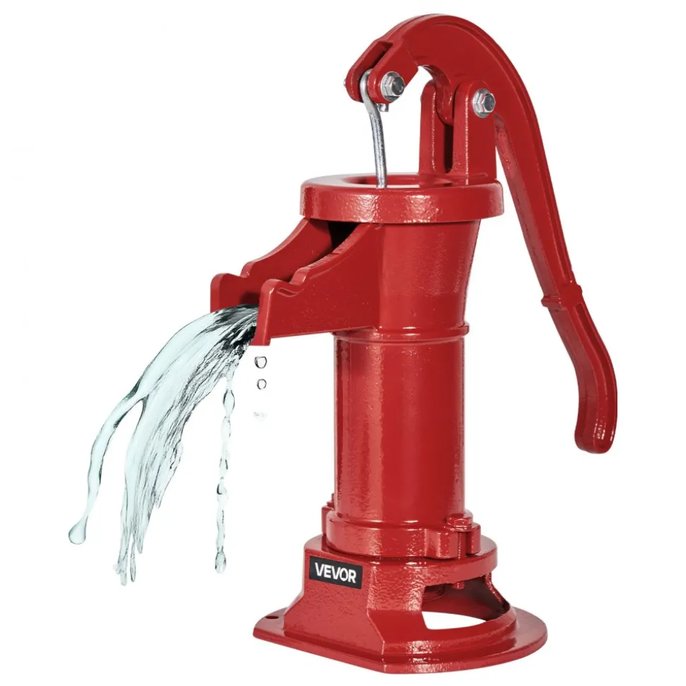 VEVOR Well Hand Pitcher Pump, 25 ft Maximum Lift, Antique Cast Iron Manual Hand Water Pump, NPT 1-1/4 in Connection, Easy Installation, Old Fashioned for Outdoor Garden, Pond, Backyard, Farm, Red