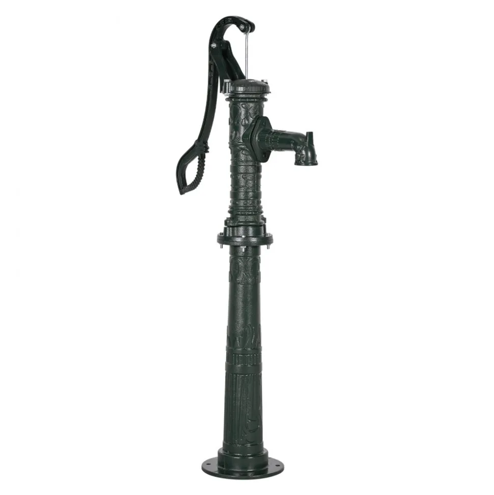 VEVOR Well Hand Pitcher Pump, 20 ft Max Lift, Antique Cast Iron Manual Hand Water Pump with Heightening Base, NPT 1-1/4 in Connection, Easy Installation, for Outdoor Garden, Pond, Yard, Farm, Green