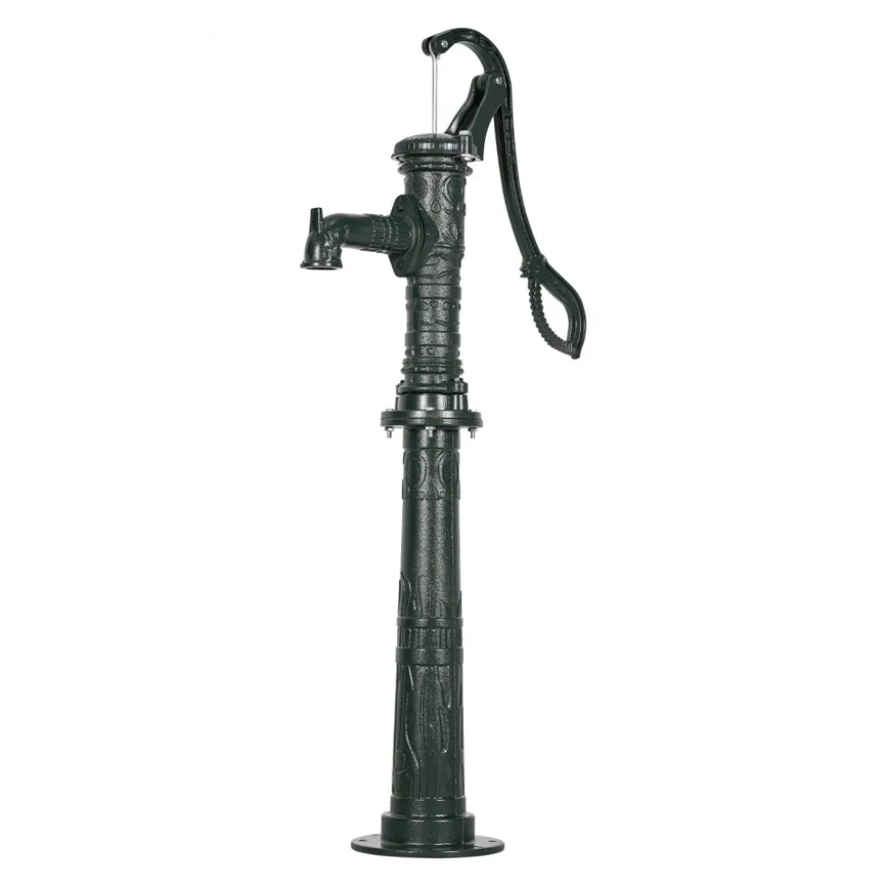 VEVOR Well Hand Pitcher Pump, 20 ft Max Lift, Antique Cast Iron Manual Hand Water Pump with Heightening Base, NPT 1-1/4 in Connection, Easy Installation, for Outdoor Garden, Pond, Yard, Farm, Green
